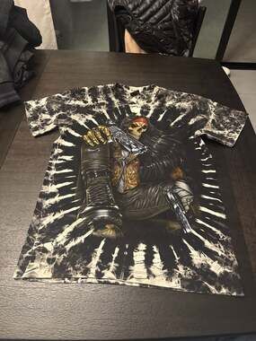 Survivors Biker Skull with Guns Tie Dye Glow in the Dark T-Shirt